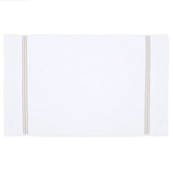 new Nestwell 100% Hygro Cotton 22x34" TUB MAT - WHITE w/ TAN Stripes - Picture 5 of 6